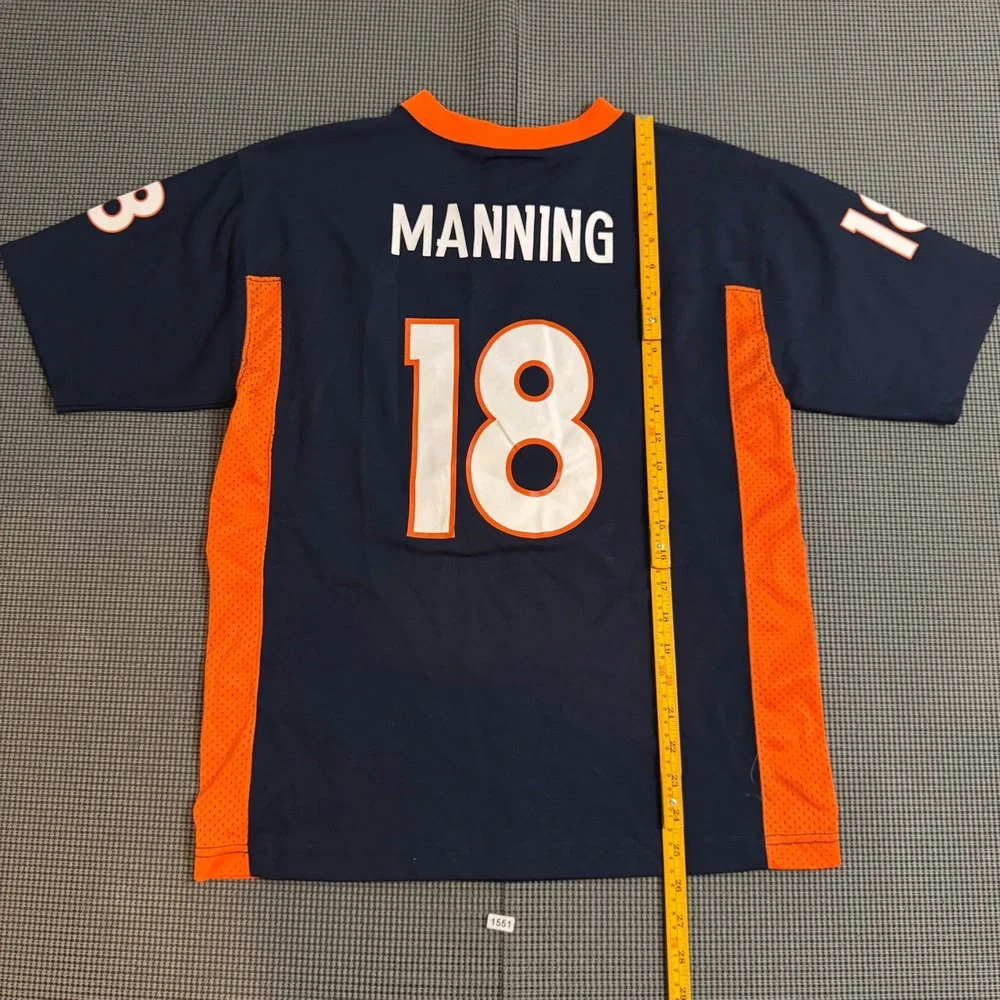 NFL Team Apparel Denver Broncos Peyton Manning 18 Youth Large Jersey Navy Blue